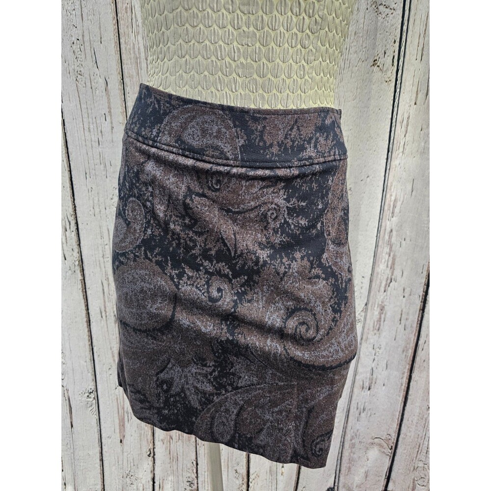 Y2K Paisley‎ Pencil Skirt Brown Women's 8 W Exposed Side Zip Straight Work EUC